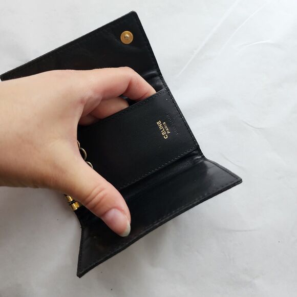 Celine Vintage Bi Fold Black Nylon & Leather Card Key Holder GOLD Hardware EUC - Picture 5 of 10